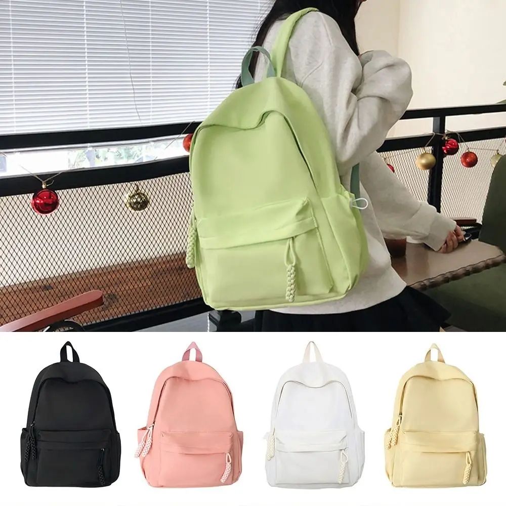 

Портативная нейлоновая школьная сумка через плечо, однотонный регулируемый рюкзак, большая вместительная дорожная сумка для студентов