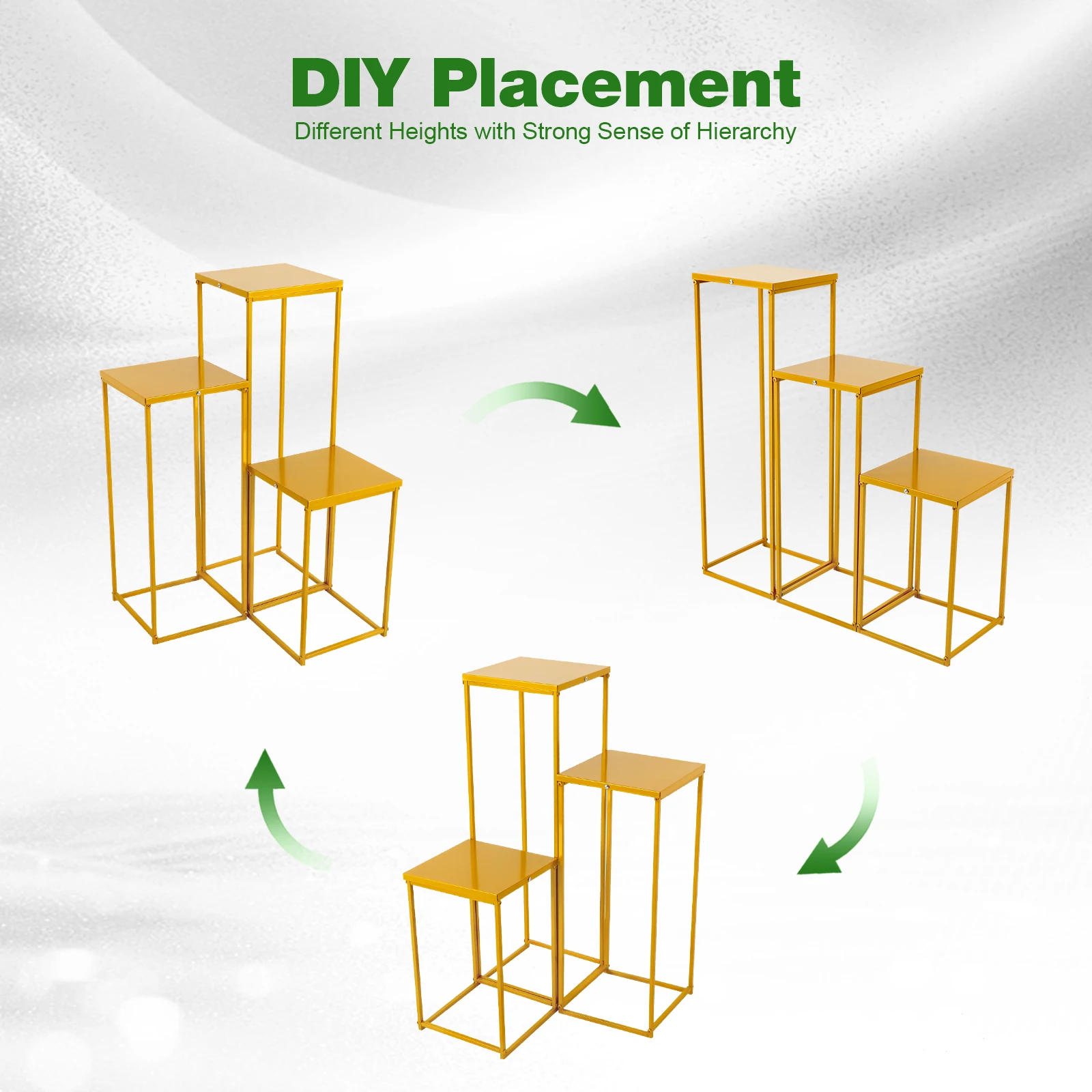 

Set of 3 Metal Plant Stand Golden Nesting Display End Table Tall Pedestal Stand Indoor Outdoor Flower Pot Holder Stand