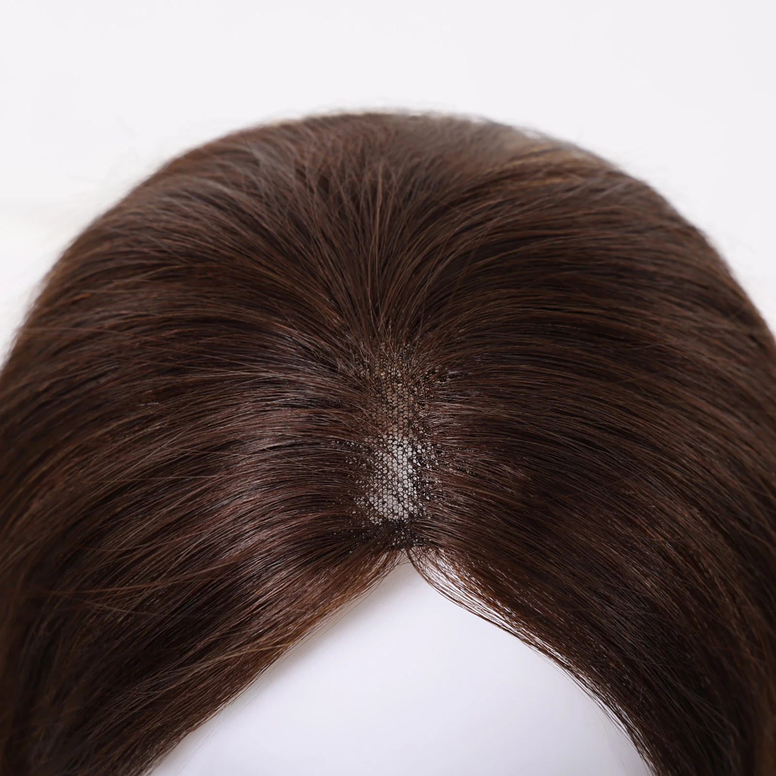 Topper de Cabelo Humano 100% Remy Ombre Castanho de 10 Polegadas com Base de Renda 3x3.5 Polegadas para Mulheres com Cabelo Ralo e Parte Central