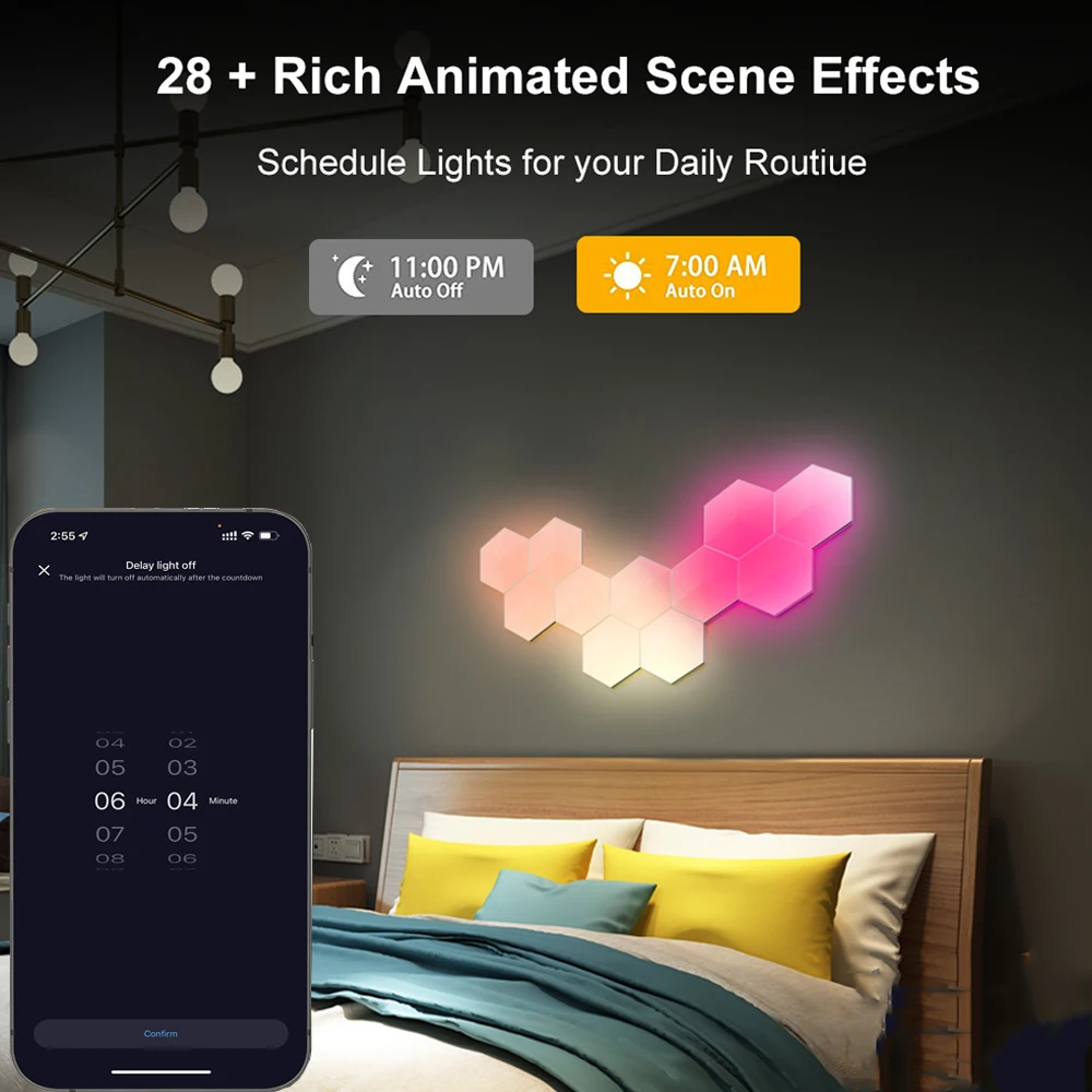 App inteligente wi fi tuya quantum lâmpada rgb led hexágono luzes usb dc12v para festa de aniversário do feriado casamento sala estar ambiente decoração