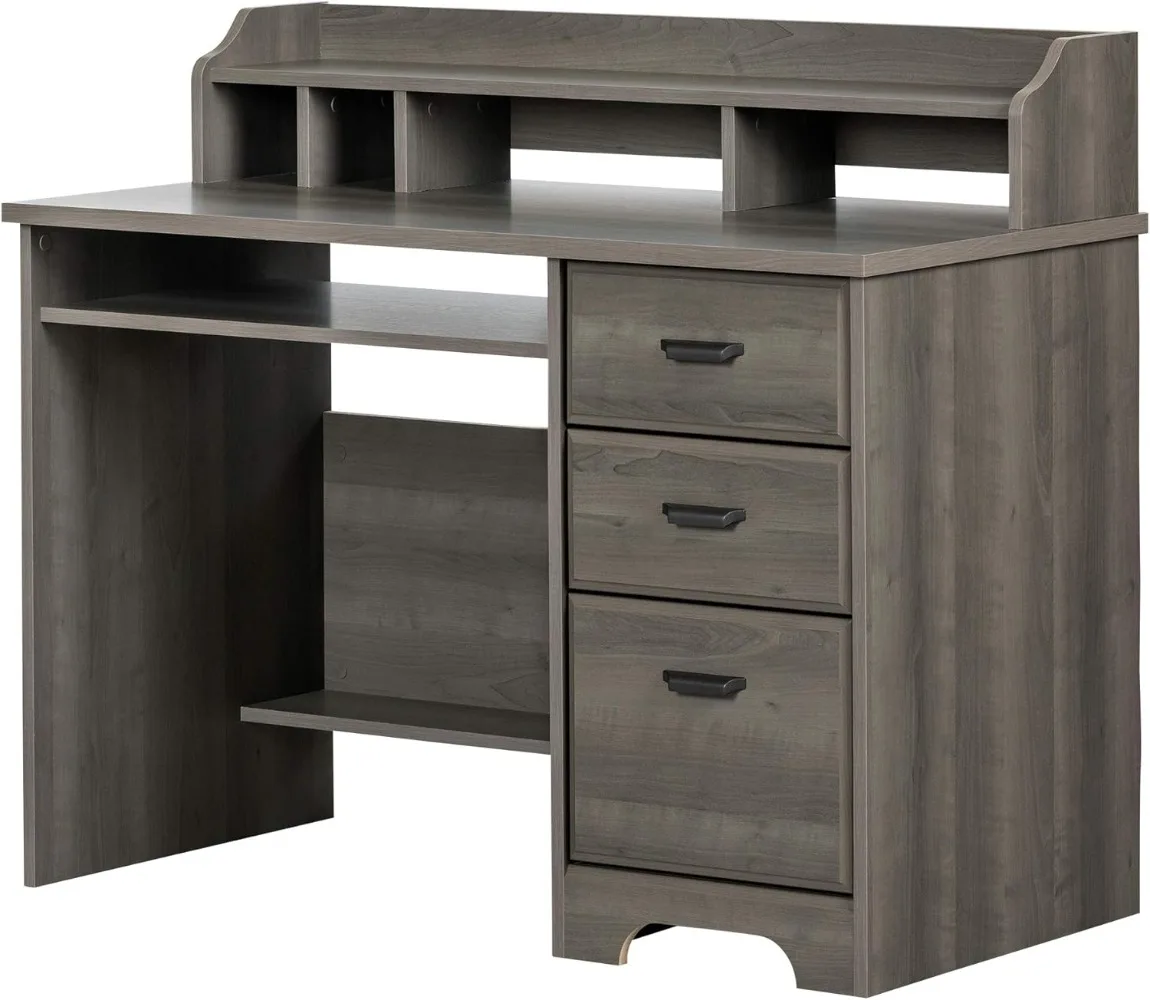 South Shore Versa Computer Desk with Hutch, Gray Maple