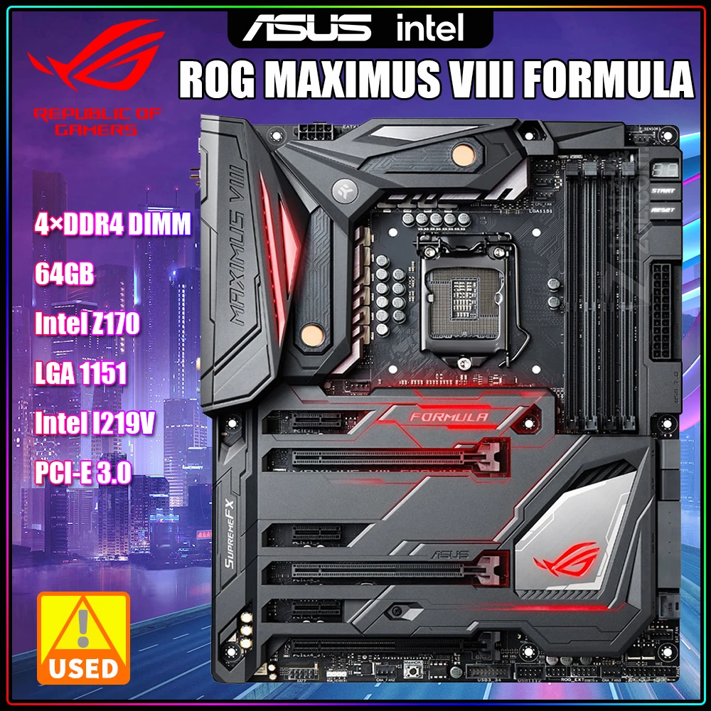 

Материнская плата ASUS ROG MAXIMUS VIII FORMULA LGA1151 с поддержкой i5-7600K i7-6700K 7700K Процессор Intel Z170 DDR4 3733 МГц ARGB USBC M.2 ATX