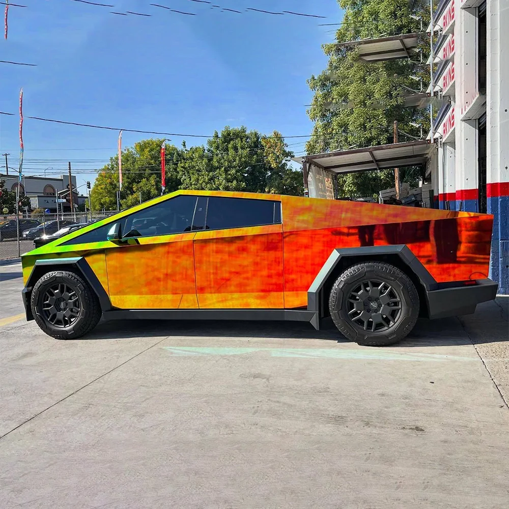 For Tesla Cybertruck 2024-2026 Pre-cut PPF DIY Chameleon Gradient PET Paint Protection Film Color Changing Film Anti-Scratch Bra