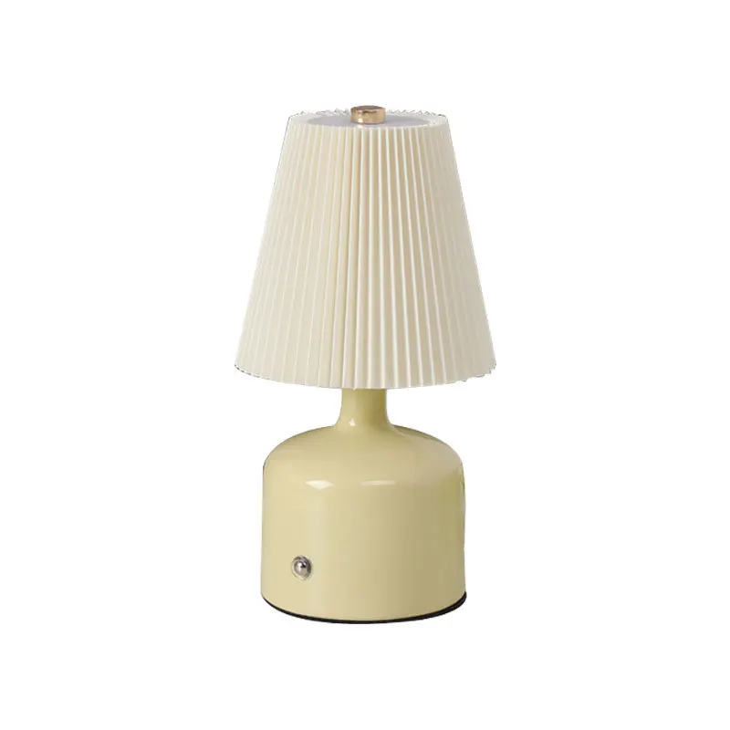 Rechargeable Table Lamps Bedside Decoration Atmosphere Lamp Girls' Night Lights Pleated Lampshade