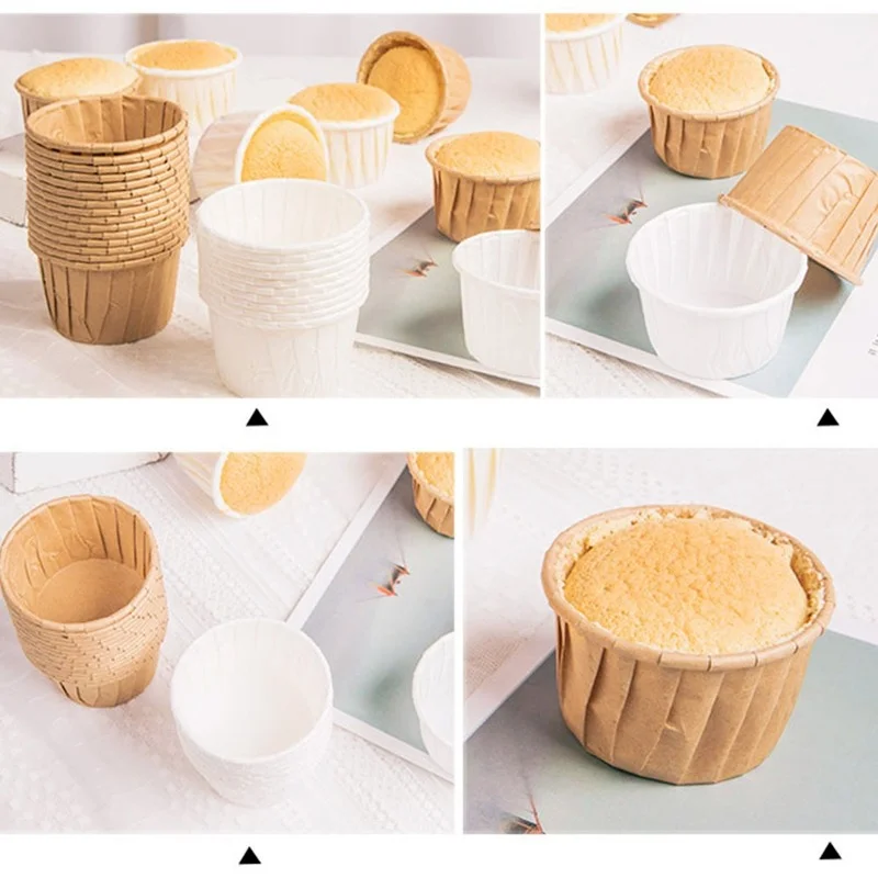 

50PCS Treated Paper Souffle Portion Cups for Measuring Cake Baking and High Temperature Household Cake Mould Ice Cream Cup