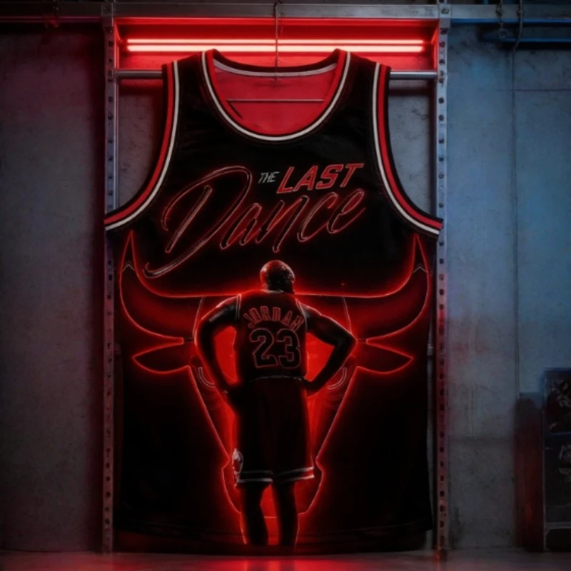 Family Matching Black and Red Gradient Basketball Suit, Bulls Smoked Basketball Print Sleeveless Vest, Retro Sports Fan Vest