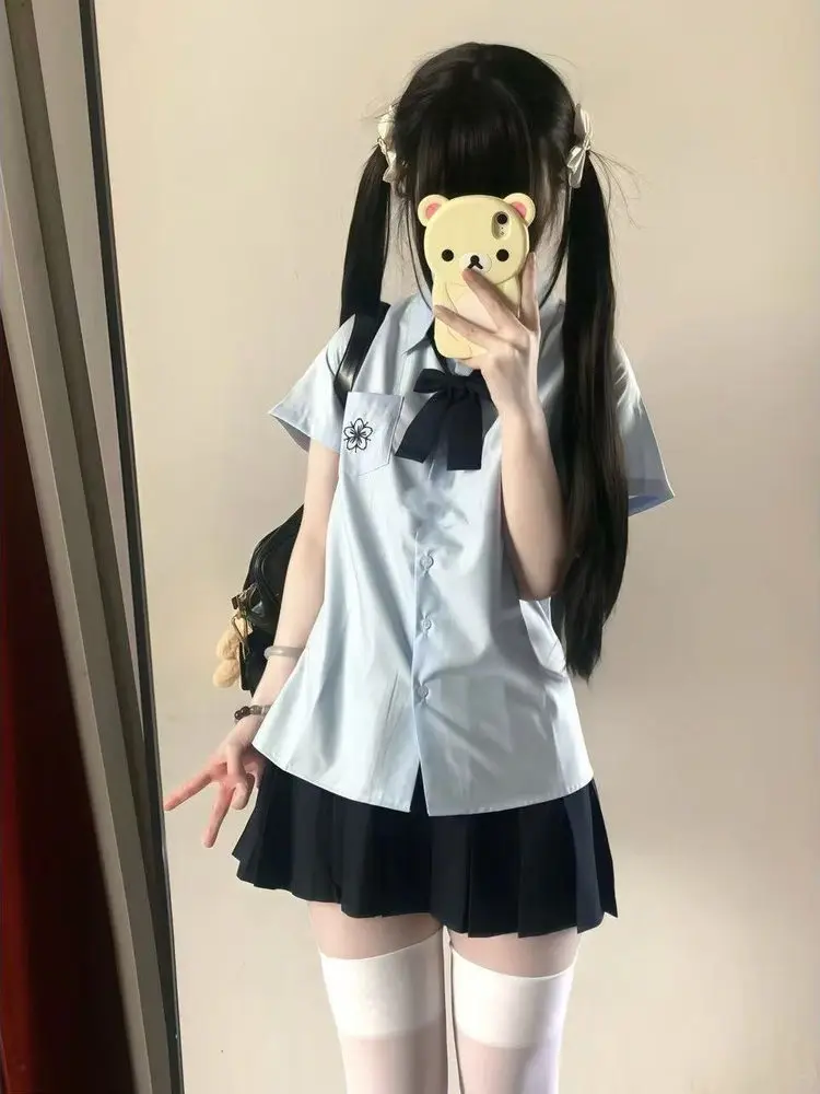 

Оригинальный японский комплект Sle JK orm irt с вышивкой ort Sve Свободная блузка Топ Юбка Женский ансамбль Faion