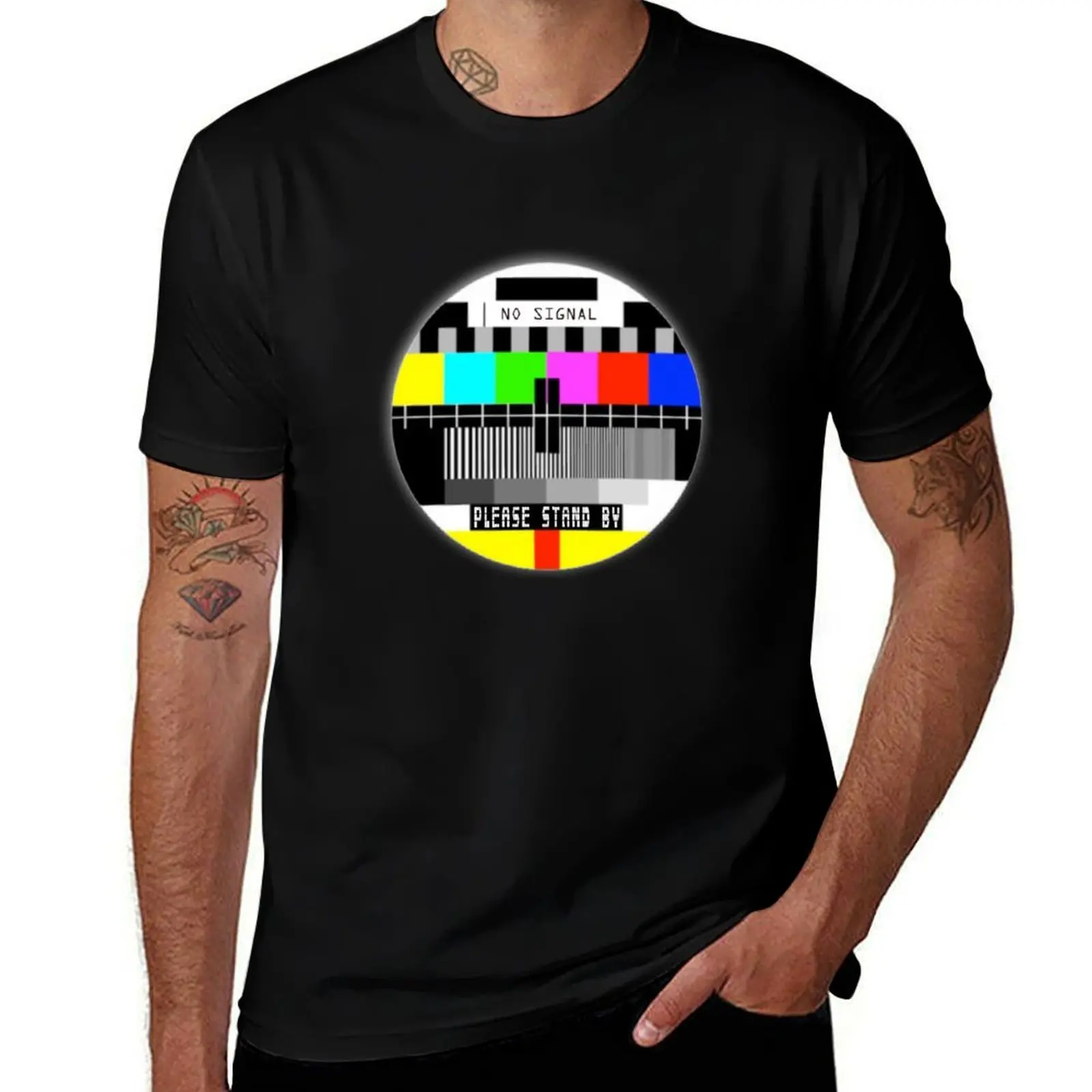 No signal Old TVScreen Funny T-Shirt Basic Tee Shirt for Everyday Outfit
