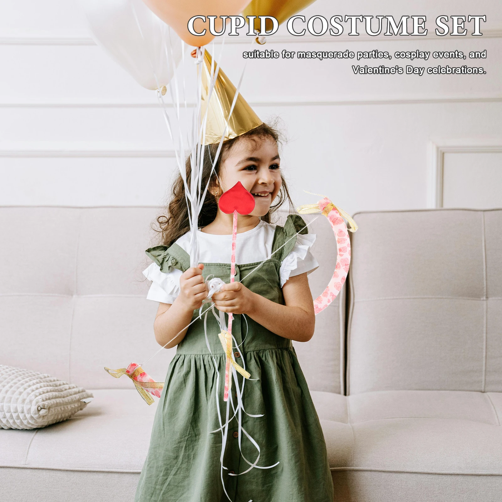 

1Set Cupid Bow Arrow Costume Set Vibrant Colors for Valentine's Day Cosplay Parties Romantic Props Photo Shoot Accessory
