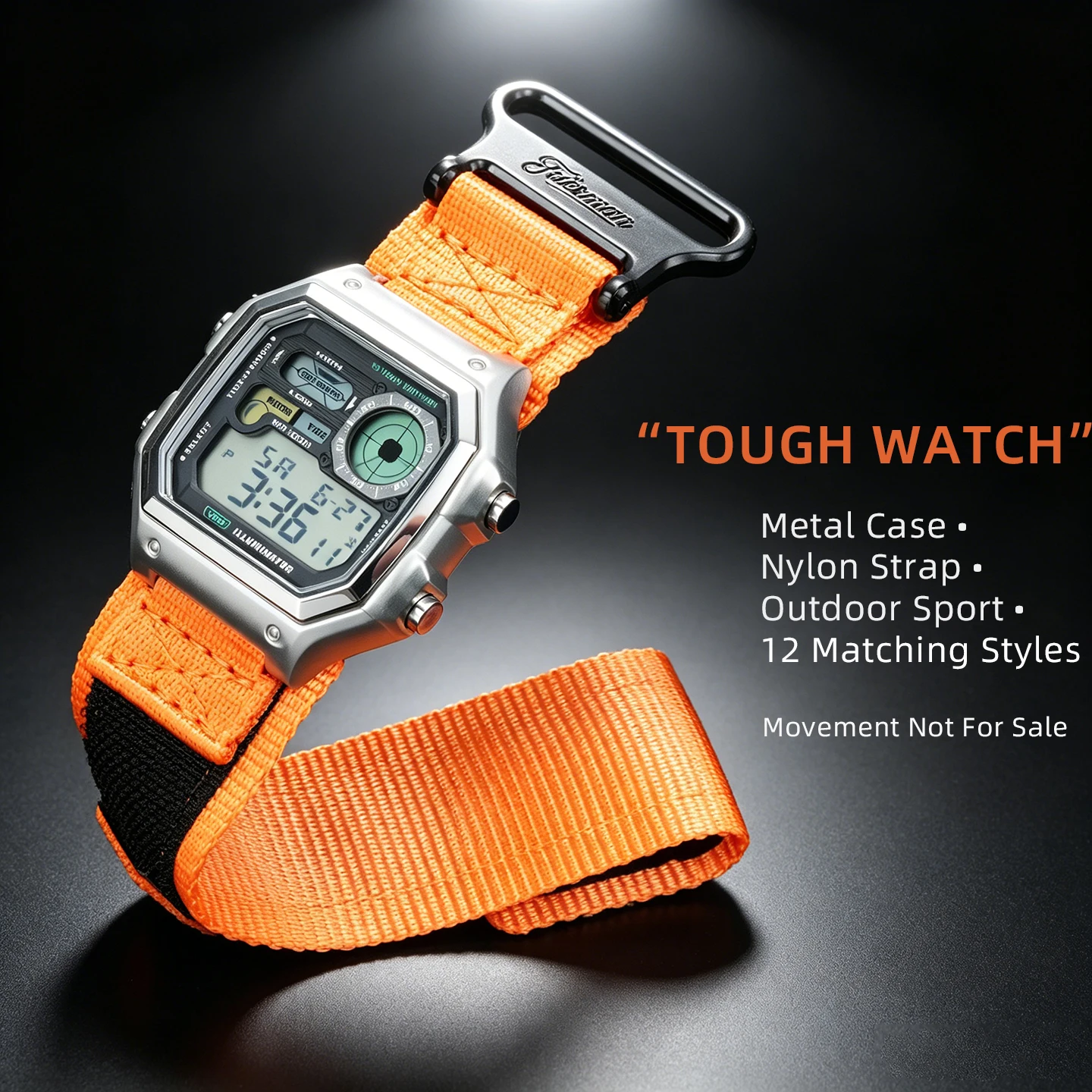 

Stainless Steel Watch Case Upgrade Mod Shell for Casio WS-1700, Hook & Loop Nylon Strap, Outdoor Waterproof Quick Dry Sport band
