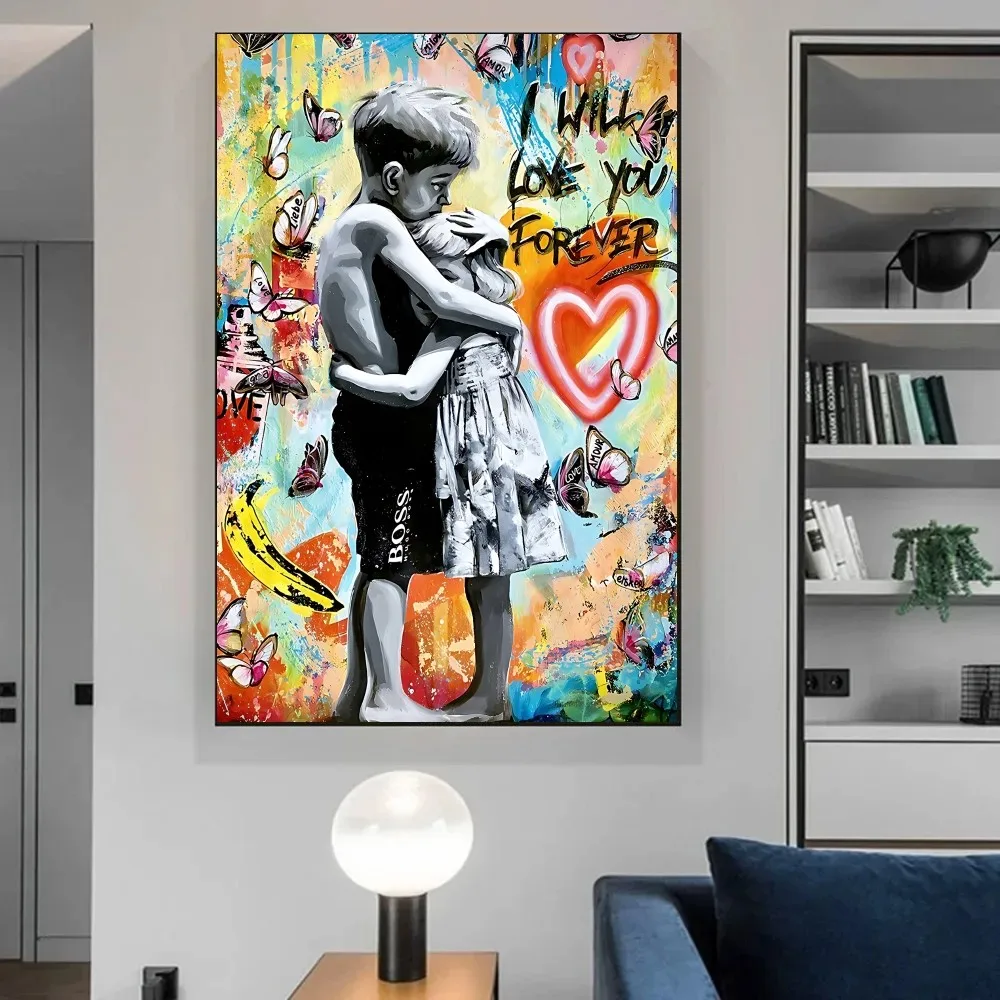 Banksy Street Graffiti Art Poster Vintage Poster Wall Art Painting Study Aesthetic Art Large Size Wall Stickers
