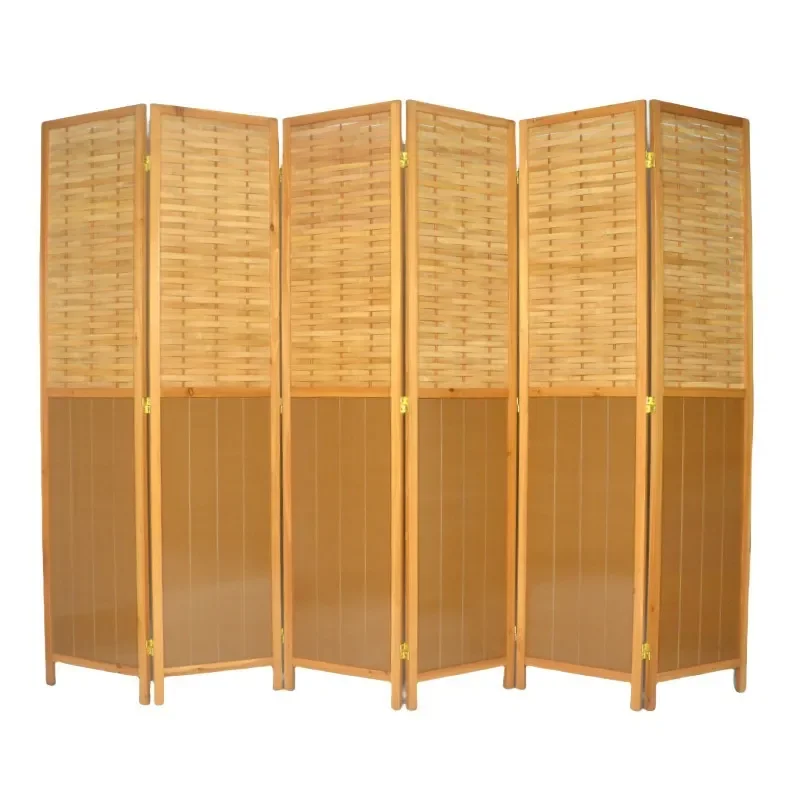 Vintage Bamboo Wood Louver Folding Screen Room Divider Portable Partition for Office Home Decor