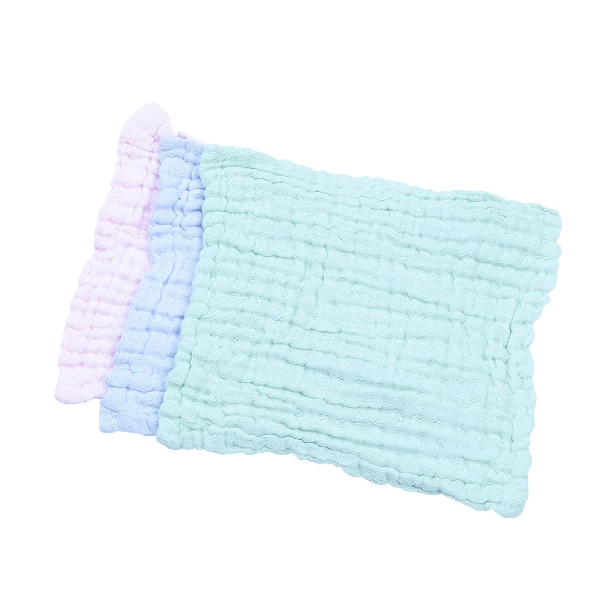 5Pcs Solid Face Towel Cotton Saliva Multilayer Square Towel Handkerchief Bibs Random Color