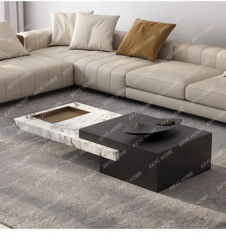 

suspended marble solid wood rock slab coffee table telescopic combination light luxury high-end living room home