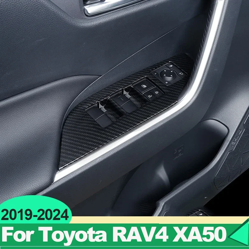 

For Toyota RAV4 XA50 2019-2021 2022 2023 2024 RAV 4 Hybrid ABS Car Door Window Switch Lift Buttons Decorate Covers Accessories