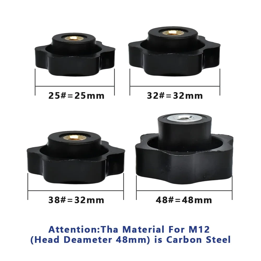 Black White Clamping Handle Plum Thread Hand Mechanical Manual Tighten Star Nuts M4 M5 M6 M8 M10 M12 Thumb Knob Nut Nuts