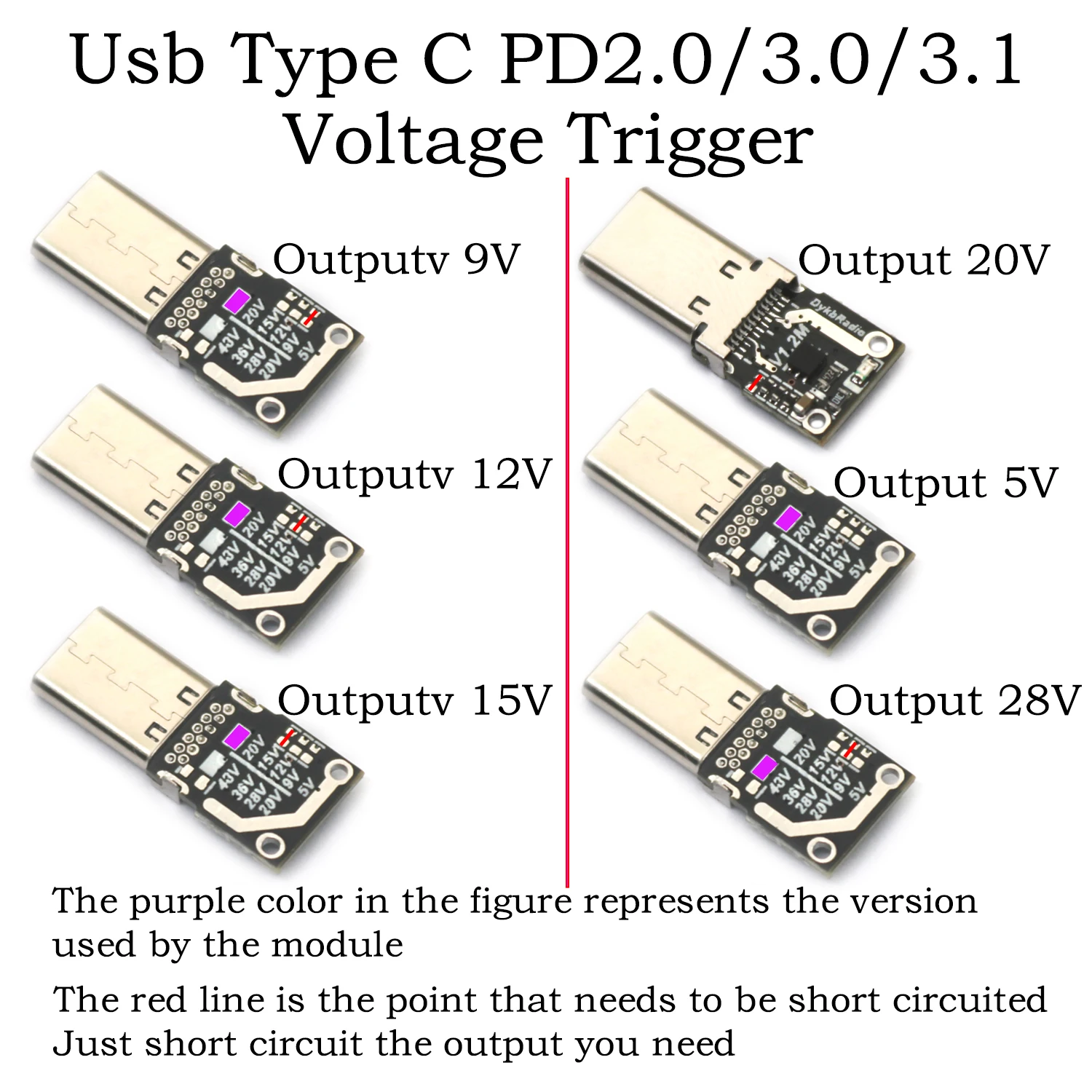 140w 5A TYPE-C USB PD Decoy Voltage Triggers Board Module Fast Charge Power Supply 5V 9V 12V 15V 20V 28V 48V QC PD TO DC CABLE