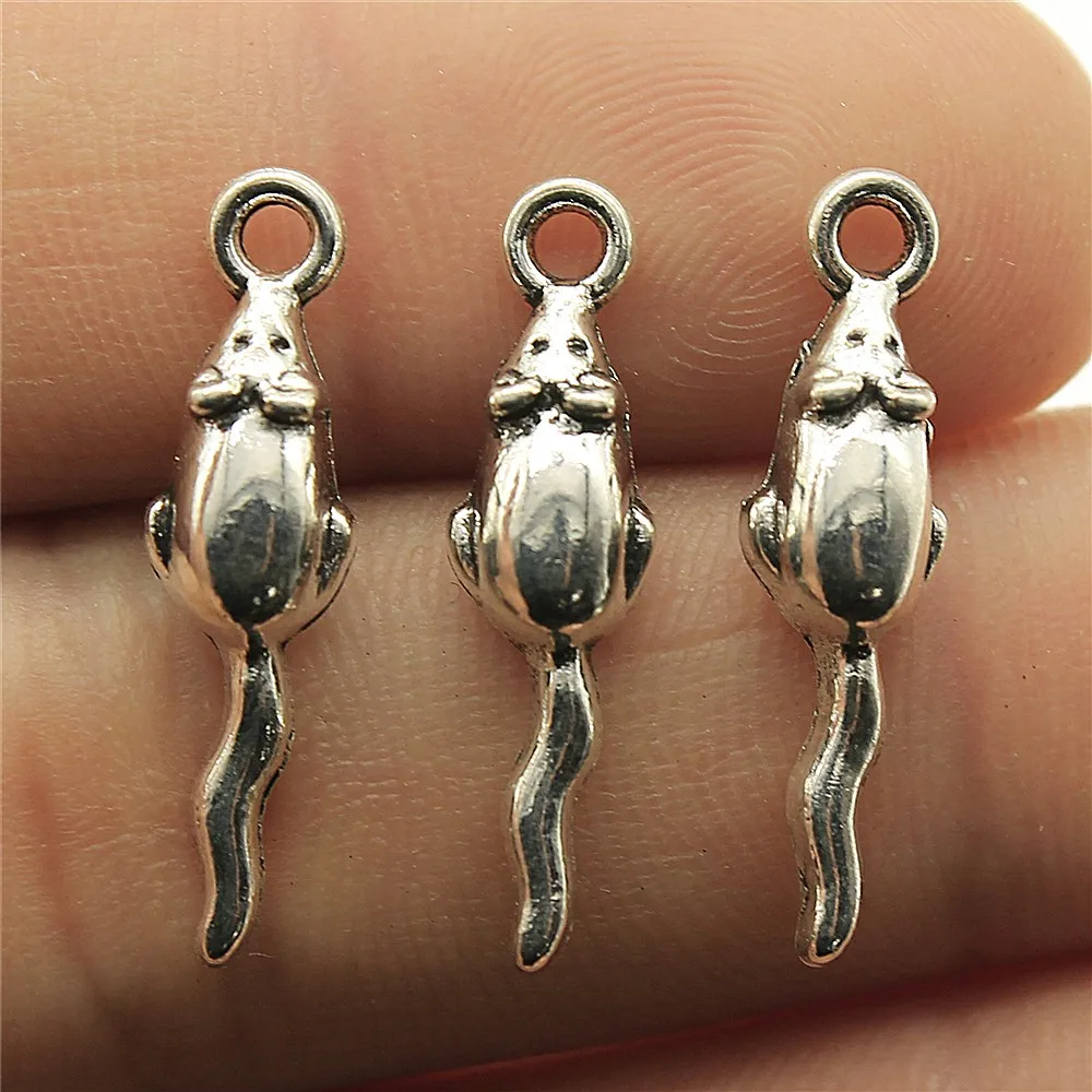 WYSIWYG 20pcs 24x6mm Pendant Small Mouse Mouse Rat Charm Pendants For Jewelry Making 2 Colors Mouse Pendants