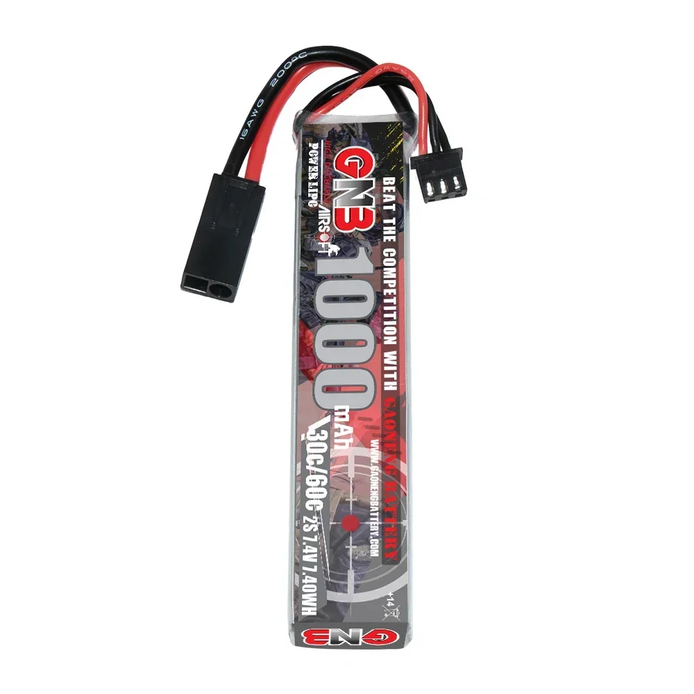 2 SZTUK GAONENG GNB 1000mAh 7.4V 2S 30C Akumulator Lipo do elektrycznego pistoletu na wodę Zabawka Pistolet Airsoft SM/Mini Tamiya Złącze