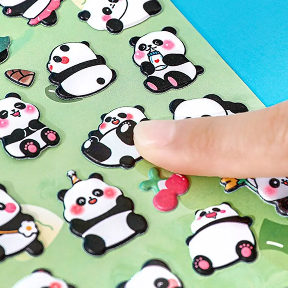 3D Bubble Panda PVC Sticker Dress Up Material Decorative Cartoon Foam Stickers Cute Kawaii Panda Bubble Sticker Educational