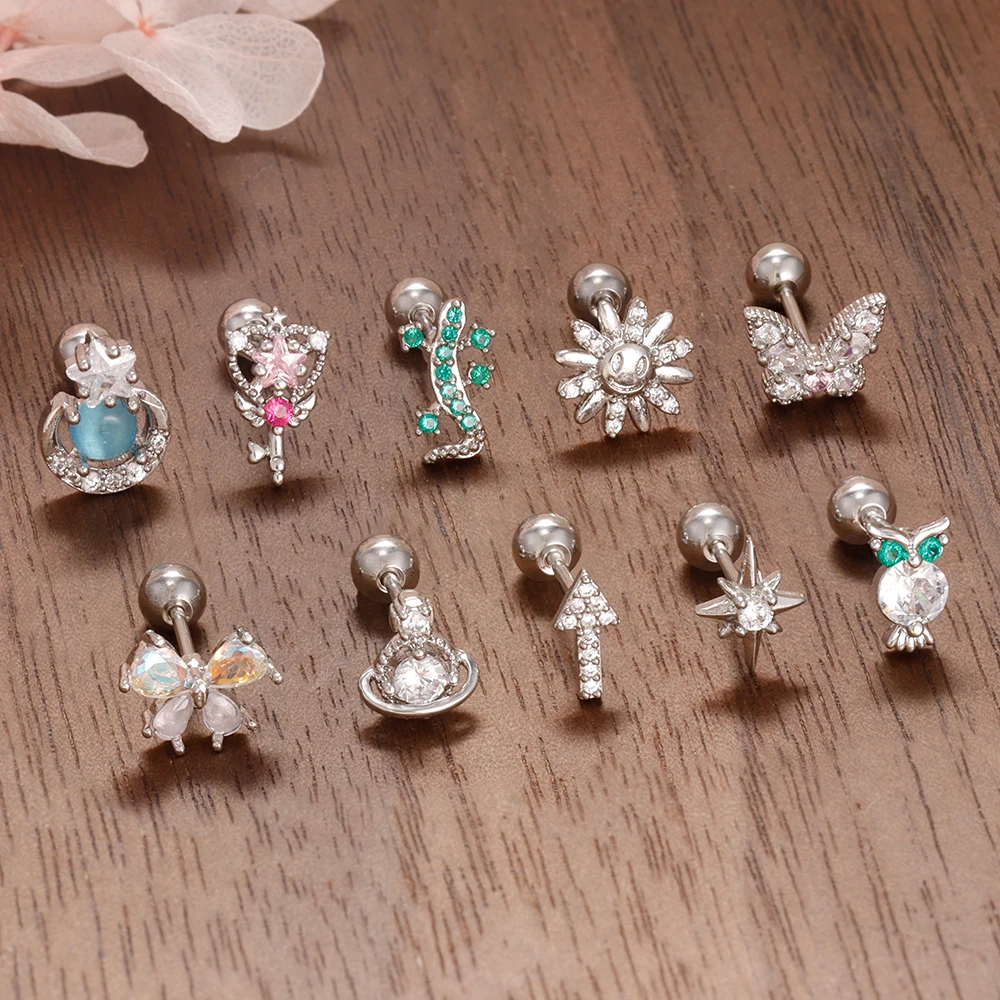 1PC Stainless Steel Fringe Flo - Body Jewelry Cartilage Earrings review and price