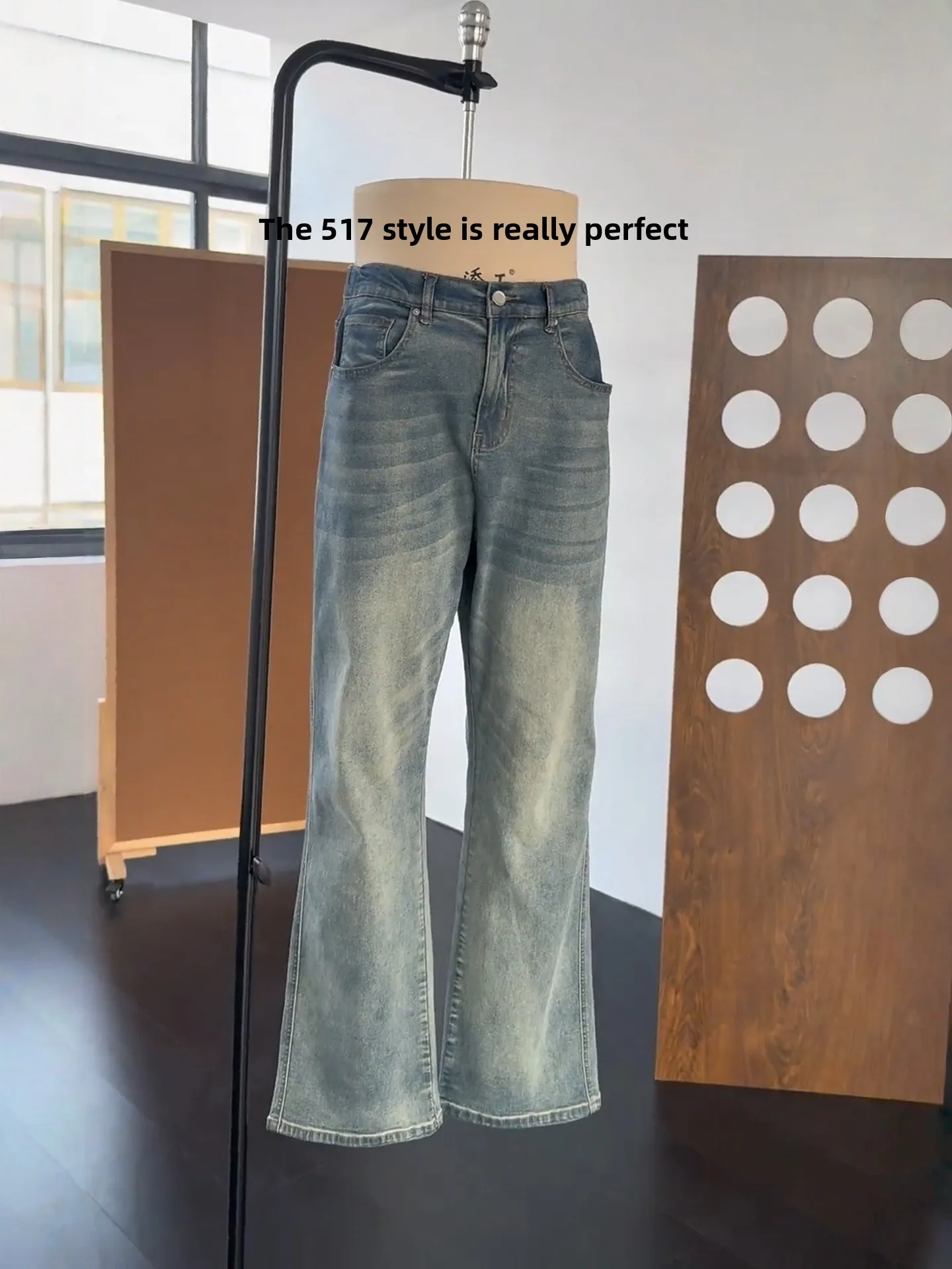 

Cleanfit Vintage Blue 517 Leaf Blade Men's Jeans American High Street Straight Leg Slimming Flared Pants Youth Fashion