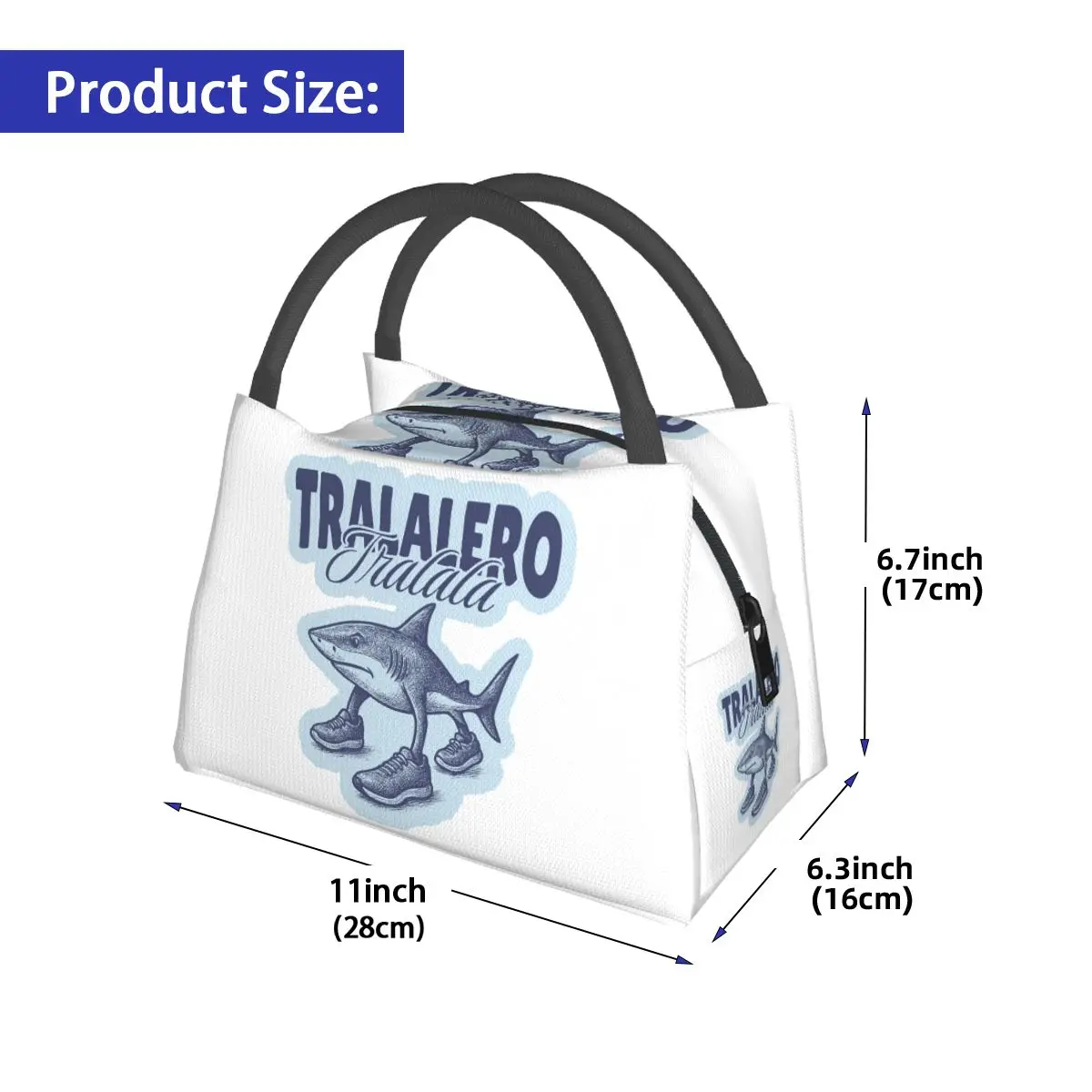 Tralalero Tralala Shark Italian Brainrot Insulated Lunch Bag for School Bento Storage Food Boxes  Cooler Thermal Lunch Box Tote