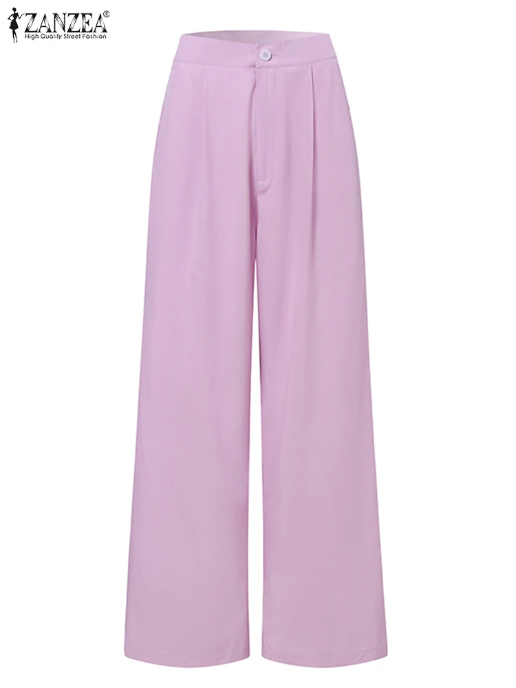 ZANZEA 2025 Frühling Frauen Pendeln Hose Sets Langarm Lange Shirts und Breite Bein Hosen 2 Stück Sets Streetwear Trendy 2 stücke Outfit