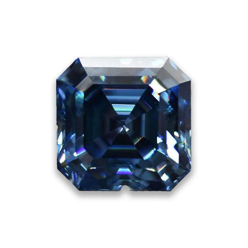 

Moissanite Stone Sapphire Blue Color Asscher Cut Advanced Jewelry Material Pass Diamond Tester for Jewel Making GRA Certificate