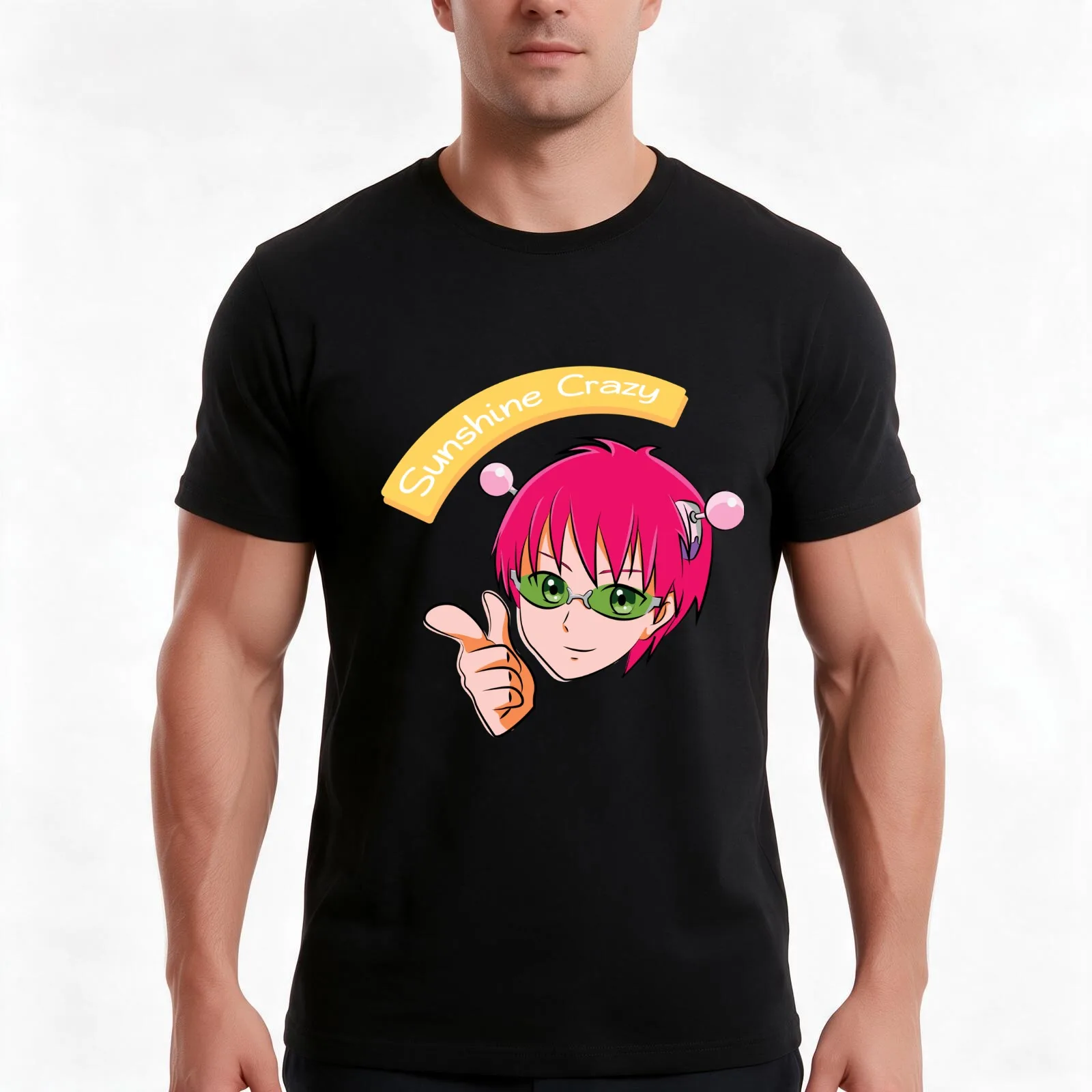 Saiki K - Sunshine Crazy T-Shirt Summer Casual Cotton Tee Oversized Streetwear Tops Vintage Graphic Print Unisex Men Women