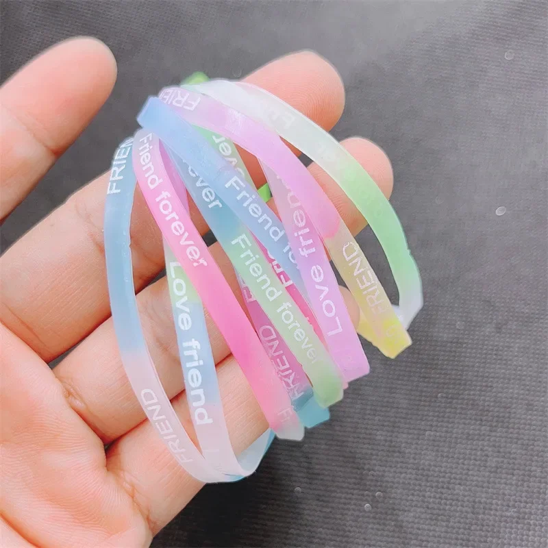 أساور من السيليكون الفلوري ، حركة الحروف الإنجليزية ، إضاءة مضيئة ، ملونة ، متعددة العبوات ، هدايا الحفلات ، 10: 20: 50: 00 #3