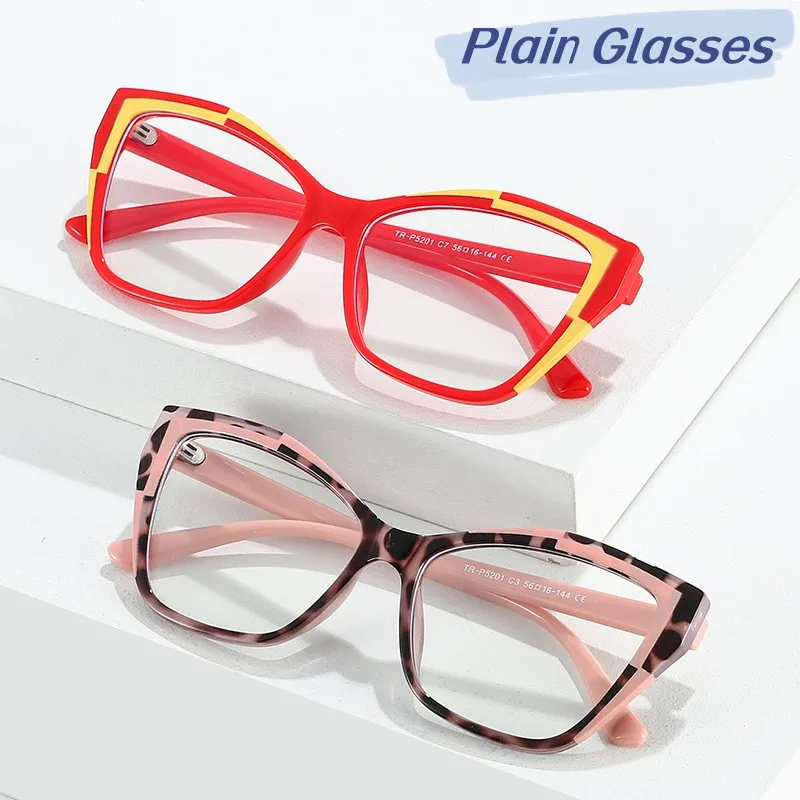 

2023 New Style Anti-blue Light Women Cat Eye Eyewear Luxury Oversized Optical Spectacle Eyeglasses Female Vintage Glasses