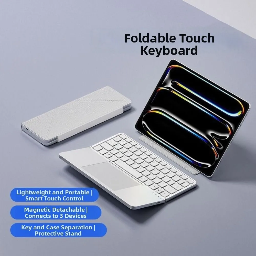 

Bluetooth 5.3 Wireless Bluetooth Keyboard Portable Detachable Foldable Keyboard with Touchpad Universal Rechargeable Keyboard