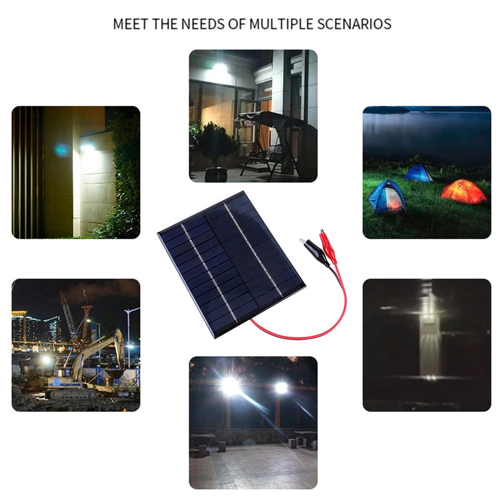 Solarpanel 3W/5W 5V Tragbares Polysilizium-Panel DIY Solarzellen-System Mini Outdoor-Batterieladegerät mit Clip für 9-12V Batterie