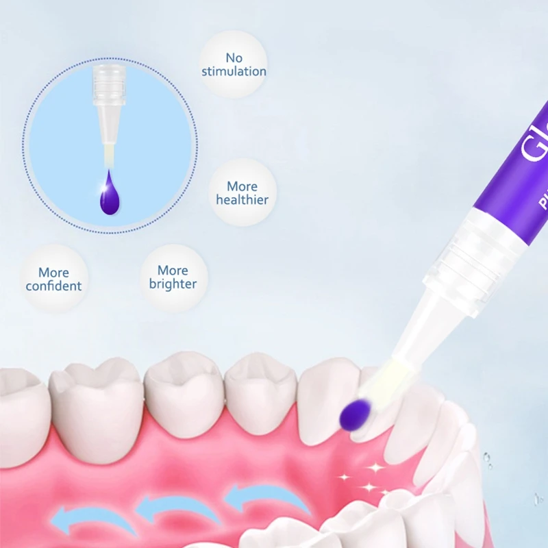 قلم تبييض الأسنان الأرجواني السحري منعش التنفس عن طريق الفم تنظيف عميق إزالة البقع طب الأسنان تنظيف الأسنان جوهر العناية بالفم #5