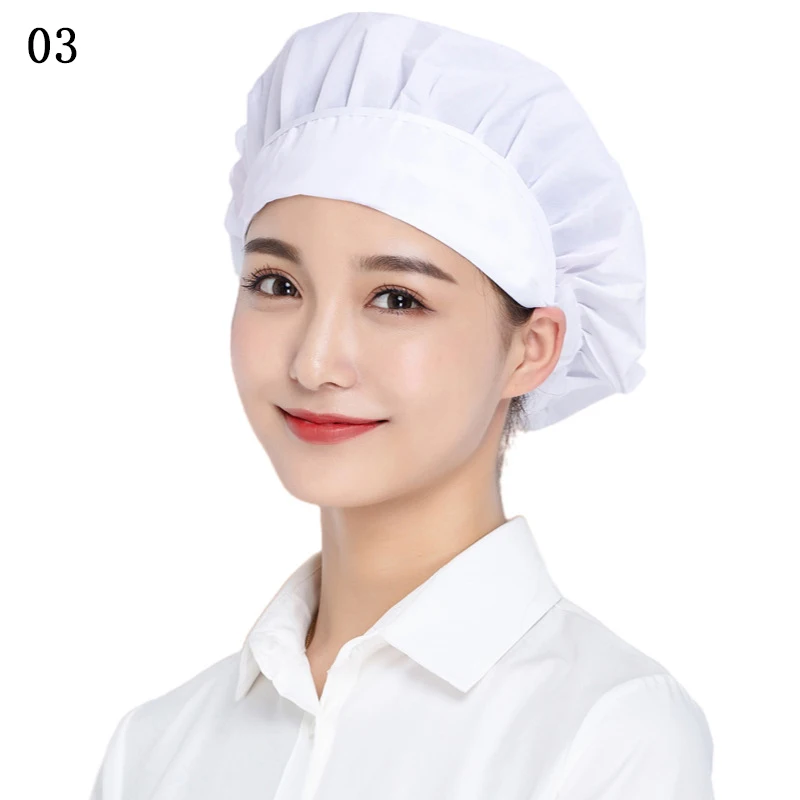 Unisex Fashion Catering Work Hat Mesh Breathable Elastic Chef Hats Cooking Baking Hotel Factory Workshop Uniform Dust Cap