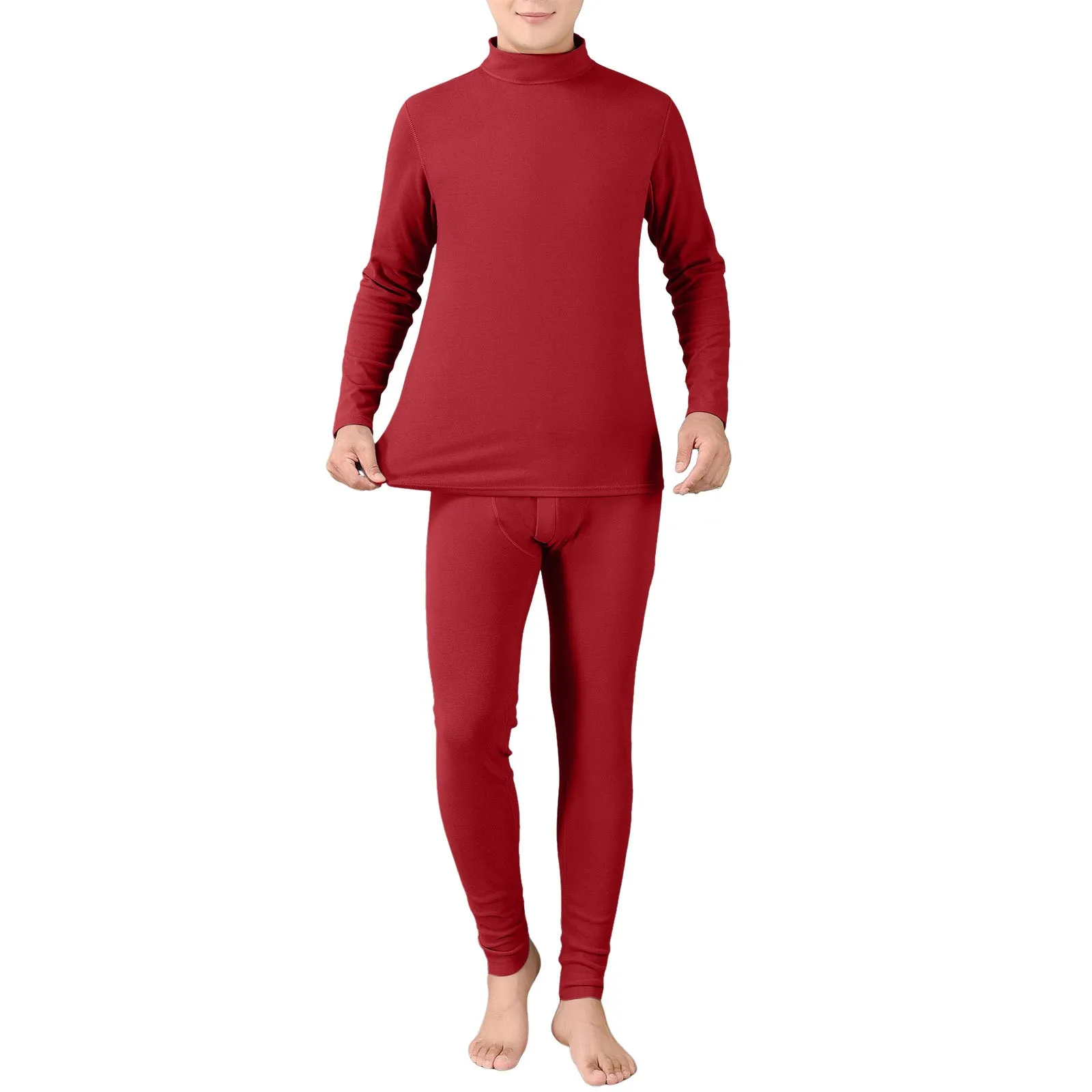 Winter Thermal Underwear Set For Men Thickened Bottom Shirt Long Johns 2pcs Thick Pajamas Suit Inner Wear male Basic Clothing