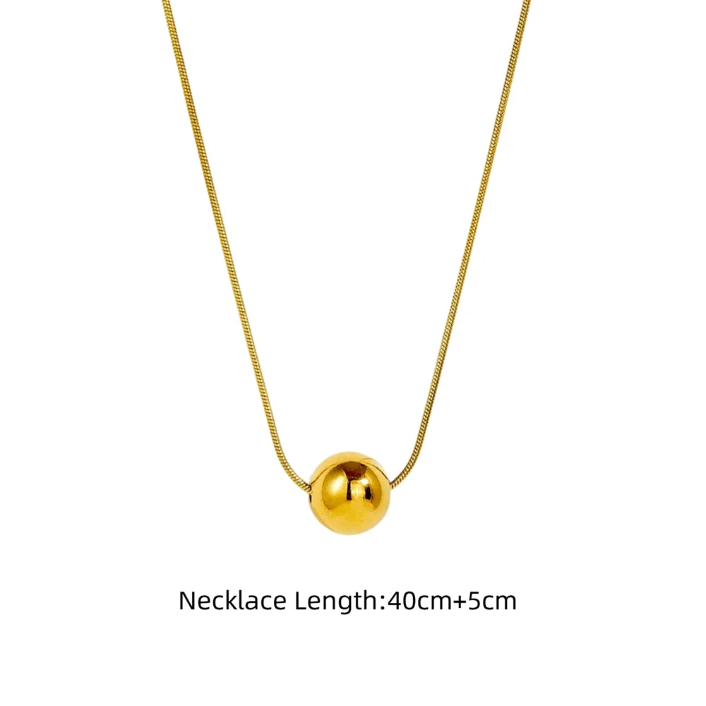 فاسق الترقوة كرة صغيرة قلادة الإناث الذهب اللون الفولاذ المقاوم للصدأ ثعبان العظام سلسلة المختنق قلادة للنساء مجوهرات هدية 2025 #3