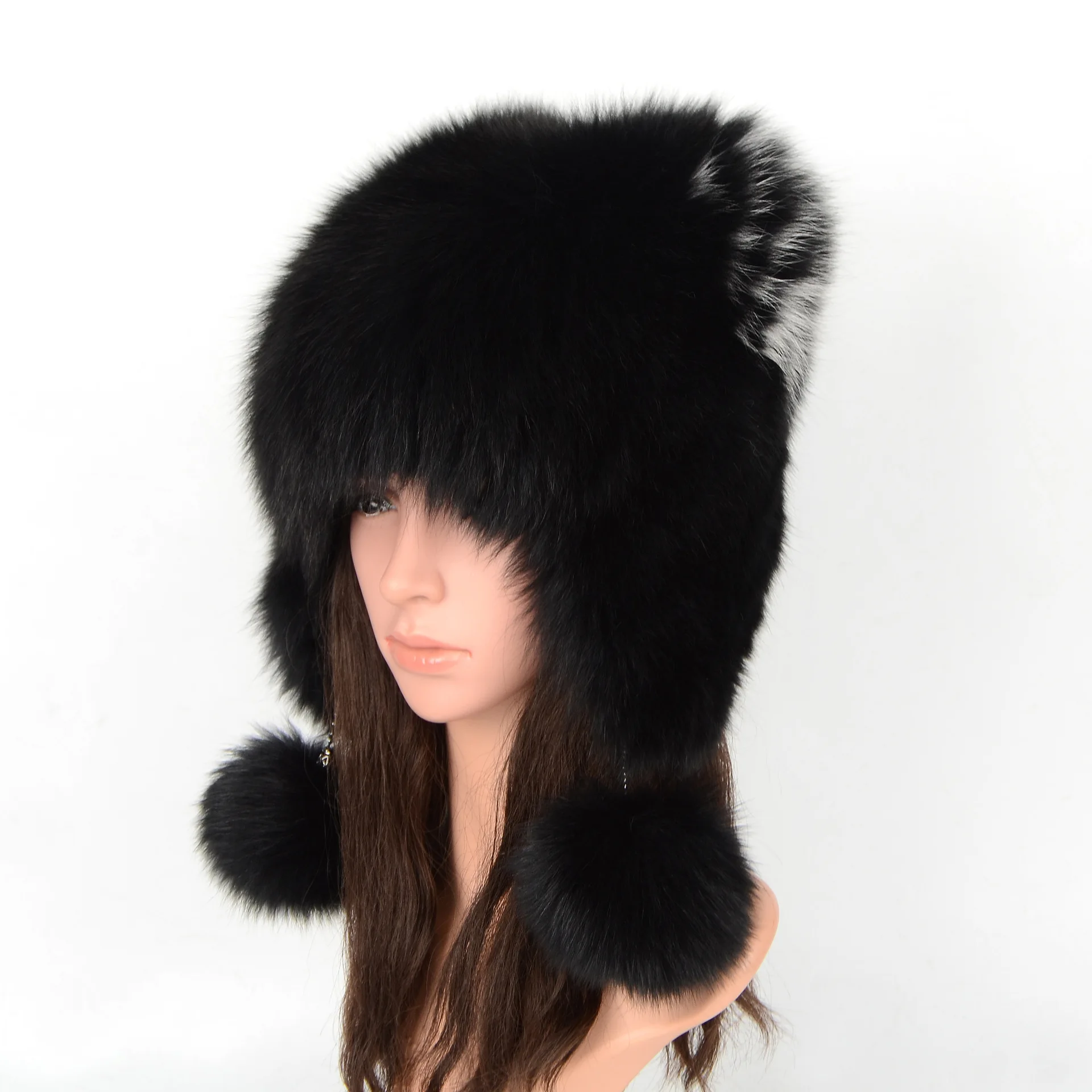 Real Fox Fur Hat Beanies Caps Women Luxury  Fashion New Earflap Hat Winter Keep Warm 100% Genuine Fur Russian Female Hat