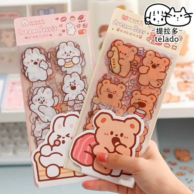 10pcs Kawaii Stationery Stickers Butter Bear and Rabbit Series  Junk Journal Diary Planner Decorative Mobile Sticker