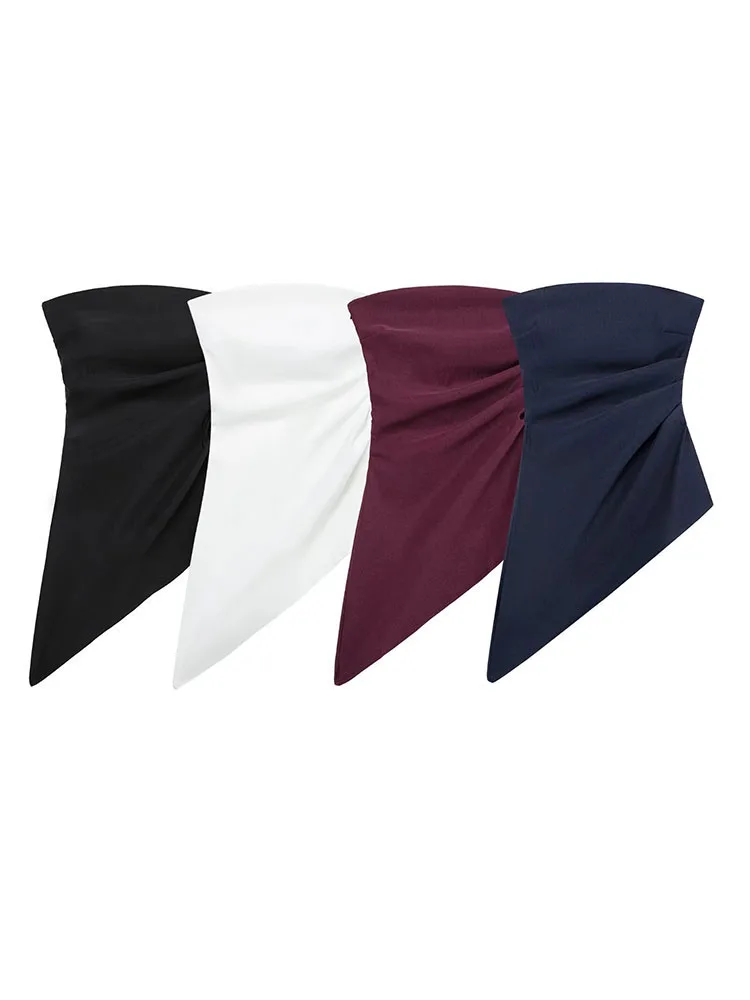 2025년 여름 여성 패션 지퍼 튜브탑 플리츠 비대칭 장식 오프숄더 슬림 탑 여성 스트릿웨어 Y2K