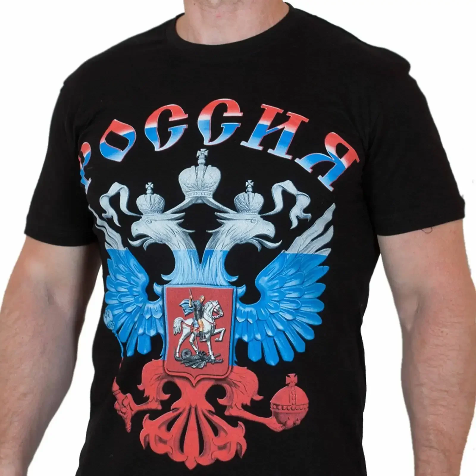 Russian National Emblem Double-headed Eagle Printed T-Shirt 100% Cotton O-Neck Short Sleeve Casual Mens T-shirt Size S-3XL