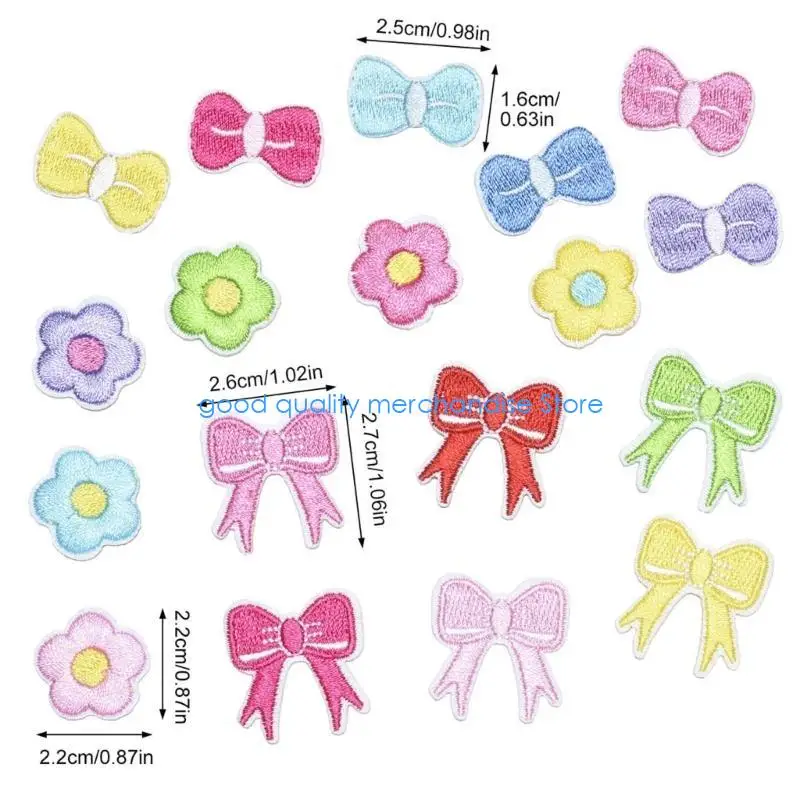 Y5JD 18pcs Bows Iron Patches Sewing Decorative Patches Hat Patches Jackets Patches for DIY Clothing and Fabric Projects
