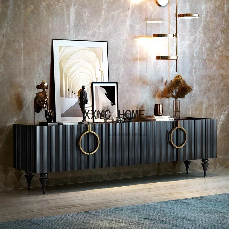 

Italian High-End Light Luxury Tv Cabinet Modern Minimalist Home Living Room Furniture Large Villa New Rock Board Floor Cabinet