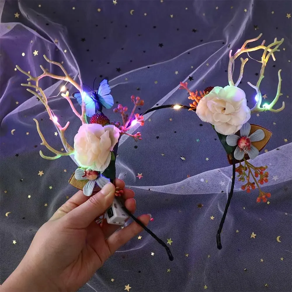 Decoration LED light Toy Photo Props Party Decorations Women Hair Wear Elk Ears Headband Fairy Deer Ear Glowing Headband