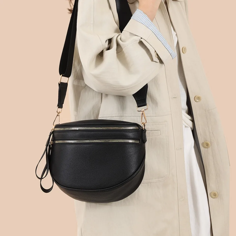 100% Top Layer Genuine Cowhide Leather Saddle Bag Luxury Handbags Women Bags Designer Crossbody Shoulder Bags for Women Commute