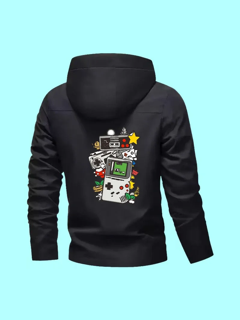 

The classic men's jacket is new style, slim-fit, casual with cartoon prints fits travel, daily outings & comfy home wear.