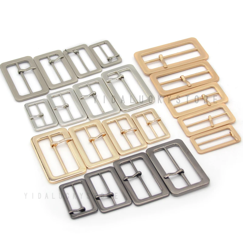 HENGC Black Gold Square Metal Buckles For Belts Shoes Bags Garment Adjust Roller Pin Buckle Snap Rectangle Ring Leather Crafts