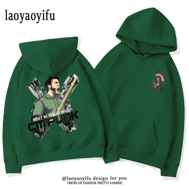 Sudadera con capucha clásica de manga larga para hombre, ropa de calle, Punk, luchador profesional americano, ropa de otoño