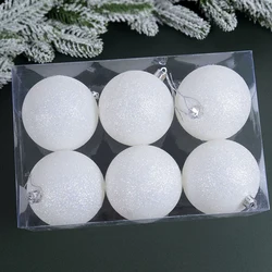 12/6Pcs White Christmas Balls Christmas Tree Hanging Ornaments Glitter Xmas Ball Bauble Pendants Home Decor New Year Noel Gifts
